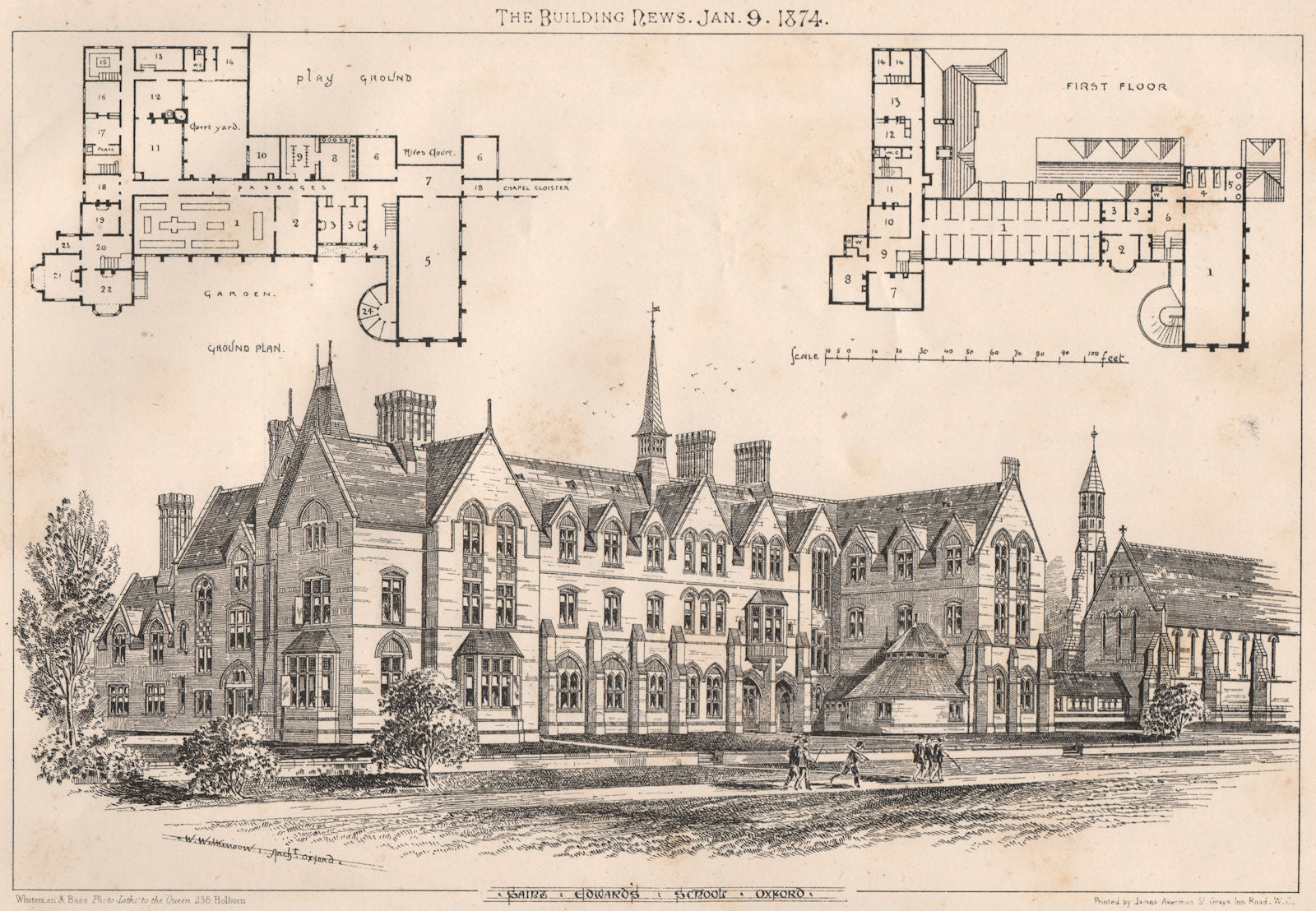 Saint Edwards Schools, Oxford; W. Wicklow, Architect, Oxford. Oxfordshire 1874
